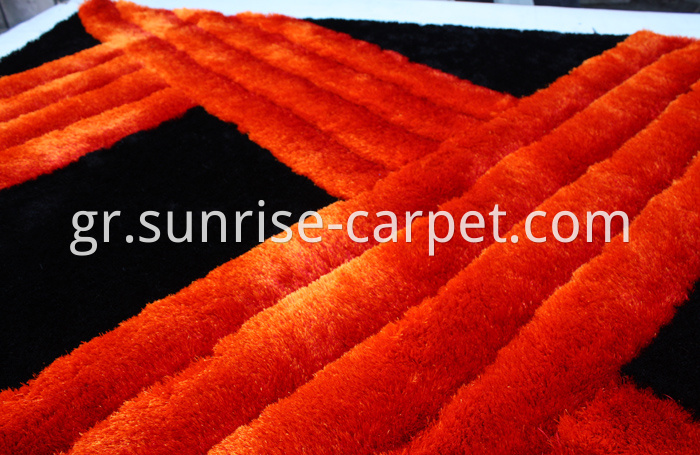 Polyester Shaggy Rug 3D Design Black & Red Color